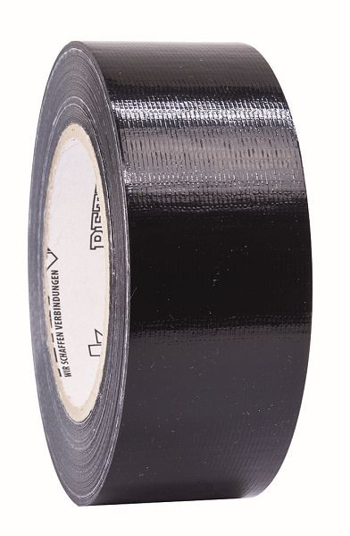 Petec Uni-Gewebeband, Schwarz, 48 mm x 50 m, VE: 18 Stück, 87350