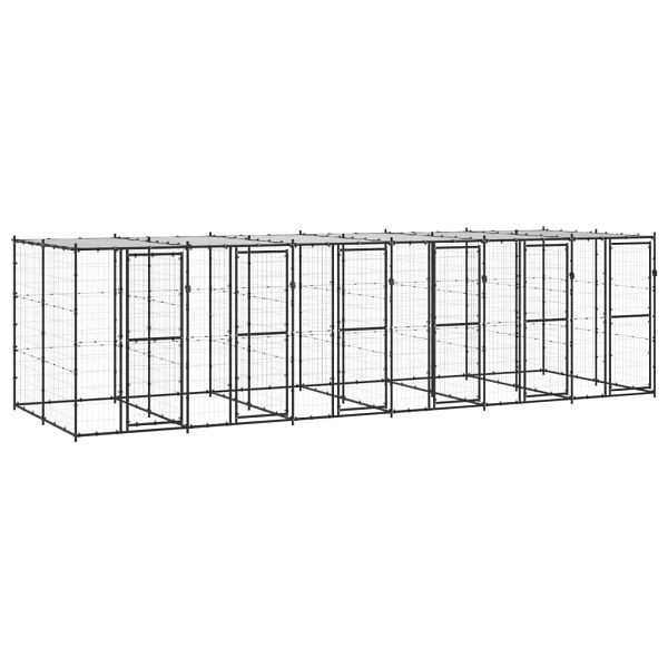 vidaXL Outdoor-Hundezwinger Stahl mit Überdachung 14,52 m², 3082253