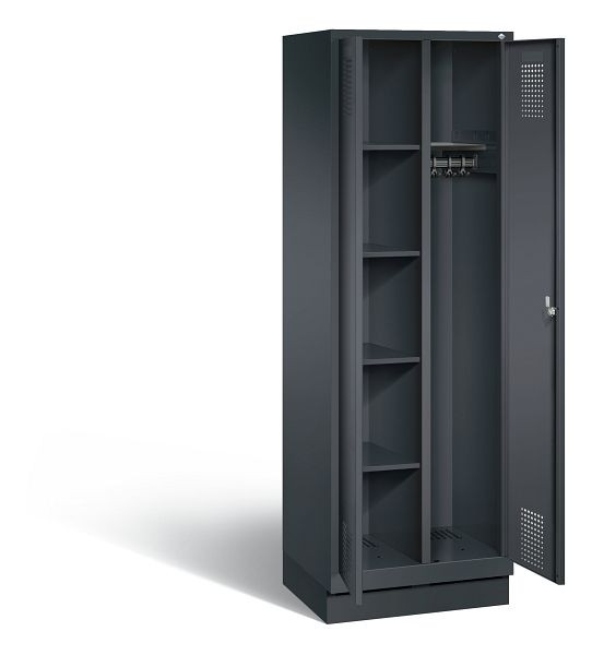 C+P Putzmittel-Spind Evolo, H1800xB610xT500mm, Farbe: Schwarzgrau, 48160-20 S10069