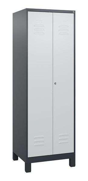 C+P Umkleidespind Classic PLUS SW, Füße, 2 Abteile, 1800x600x500mm, 7016/7035, Zylinderschloss, 0800127-20 S10028