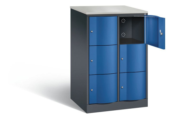 C+P XL-Schließfachschrank Resisto, H1255xB772xT640mm, Farbe: Schwarzgrau / Enzianblau, 8573-273 S10105