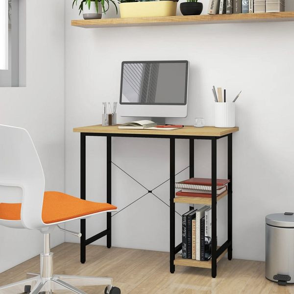 vidaXL Computertisch Schwarz und Eiche Hell 80x40x72 cm MDF und Metall, 20557
