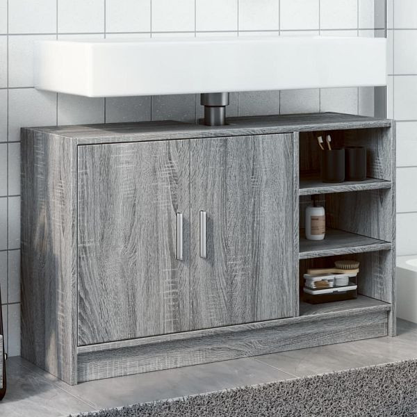 vidaXL Waschbeckenunterschrank Grau Sonoma 90x29x55 cm Holzwerkstoff, 848127