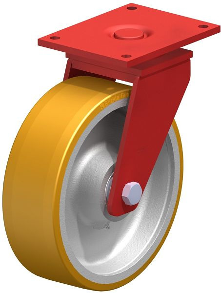 Blickle LS-GTH 364K Stahlgeschweißte Schwerlast-Lenkrolle, schwere Drehkranz-Ausführung, Blickle Extrathane®, Hellbraun, 496182