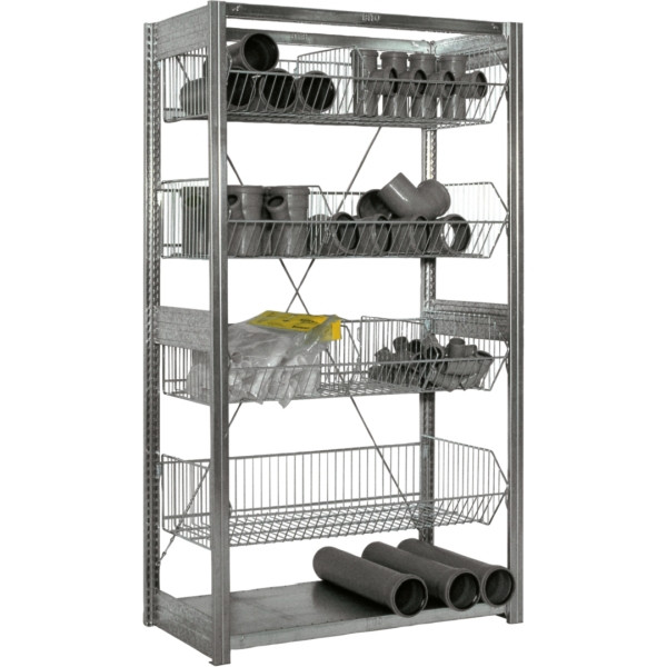 BITO Fachbodenregal Gitterkörbe 1849x996x524 Grundfeld verzinkt/lose FP, 53055