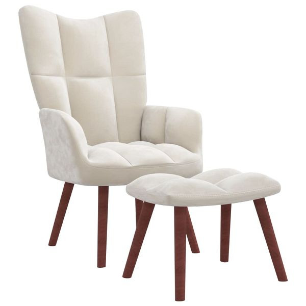 vidaXL Relaxsessel mit Hocker Cremeweiß Samt, 328071, 8720286424421