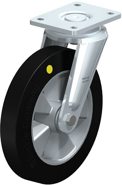 Blickle LO-ALEV 250K-EL Stahlgeschweißte Schwerlast-Lenkrolle, Elastik-Vollgummi, Schwarz, 650499