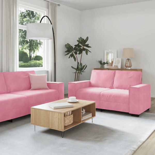 vidaXL 3-teilig Sofagarnitur mit Kissen Rosa Samt, 3324621