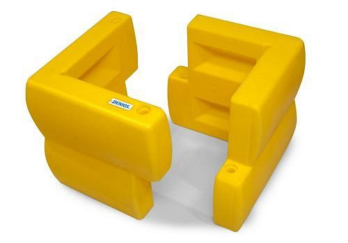 DENIOS Pfeiler-Schutzprofil 200 (Pfeiler bis 200x200 mm) aus PE, gelb, 400 x 400 x 500 mm, Set = 2 Stück, 180165