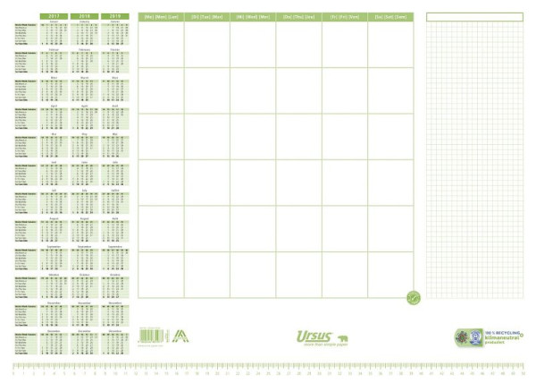 Ursus Green Schreibunterlage - 525 x 375 mm, Recycling-Papier, 30 Blatt, 036447000