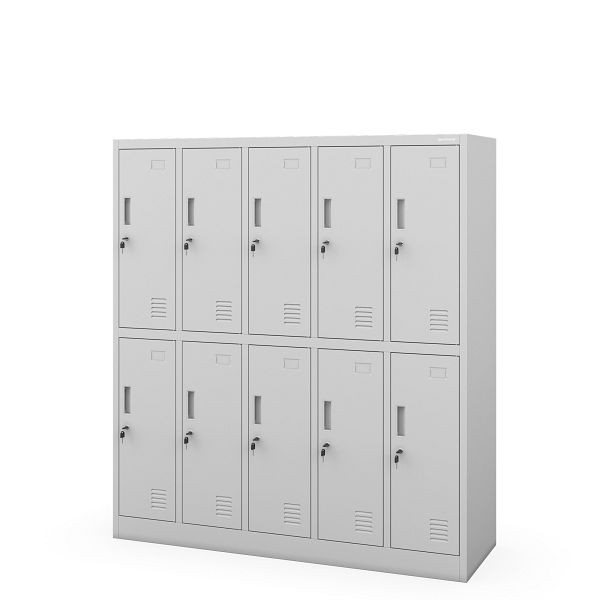 Jan Nowak Grauer Schul-Arbeitsschutzschrank: 10-fächrig BARTUŚ 1360 × 1500 × 450 mm, 2130