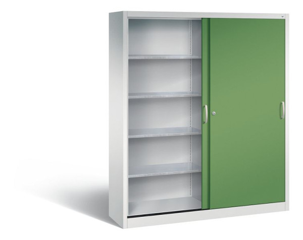 C+P Schiebetürenschrank Acurado, H1950xB1600xT400mm, Farbe: Lichtgrau / Resedagrün, Bügelgriff, 2149-00 S10059