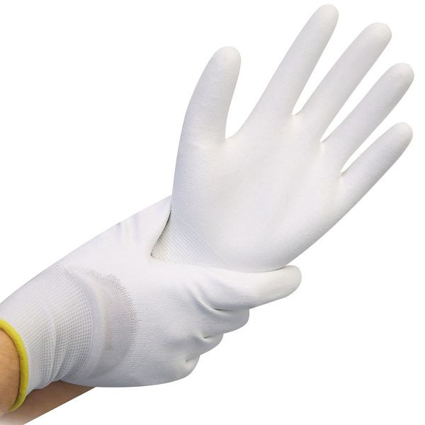 Hygostar Feinstrickhandschuhe Ultra Flex Hand 3/4-beschichtet, weiß, Größe 8/M, PU-Beschichtung Trägermaterial Nylon, VE: 120 Paar, 338152