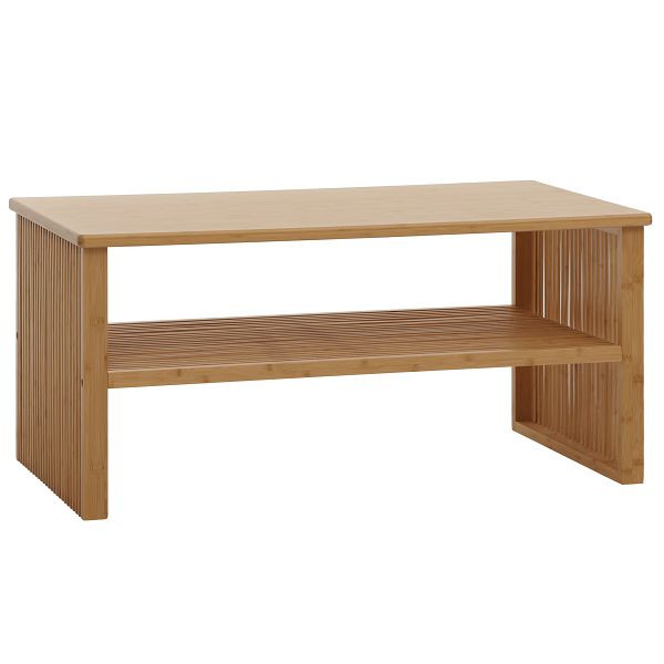 Mendler Bambus Couchtisch HWC-N80, Wohnzimmertisch Tisch Sofatisch Beistelltisch, Ablagefach FSC 46x97x55cm, 109583