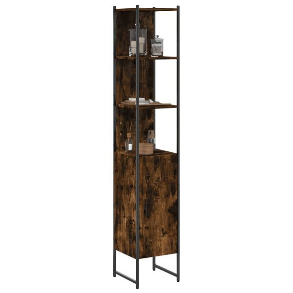 vidaXL Badschrank Räuchereiche 33x33x185,5 cm Holzwerkstoff, 842473