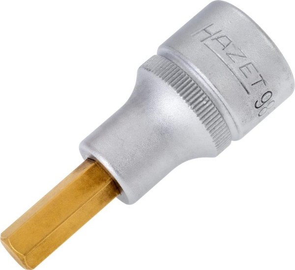 Hazet Schraubendreher-Steckschlüsseleinsatz, Vierkant hohl 12,5 mm, Innen-Sechskant Profil, 8 mm, Kurze Ausführung Mit Rändelung, 986-8