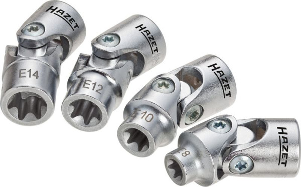 Hazet Steckschlüsseleinsatz Satz TORX®, Vierkant hohl 10 mm (3/8 Zoll), Außen TORX® Profil, E8 - E14, Anzahl Werkzeuge: 4, 880G-E/4
