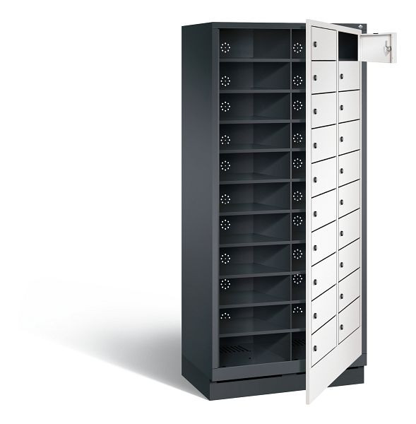 C+P Wäsche-Ausgabeschrank Evolo, H1800xB810xT500mm, Farbe: Schwarzgrau / Verkehrsweiß, 48160-210 S10174