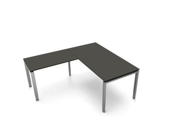 Kerkmann Schreibtisch, B 1600 x T 800 x H 680-820 mm mit Anbautisch, Form 5, Farbe: anthrazit, 11414613
