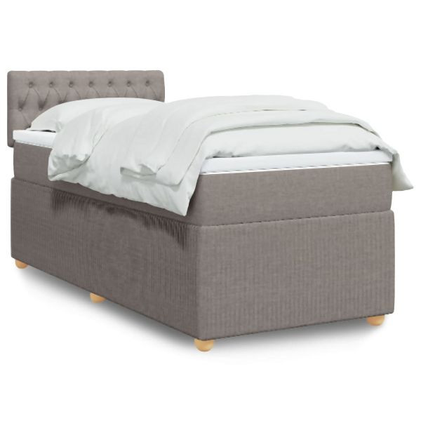 vidaXL Boxspringbett mit Matratze Taupe 90x200 cm Stoff, 3289650