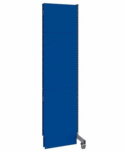 DENIOS Mobile Akustik Trennwand, Anbaufeld, B 625, H 2500 mm, Akustik-Lochblech einseitig, grau/blau, 293114