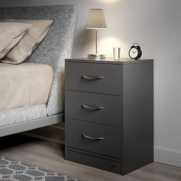 casaria Nachttisch Eloise 2er-Set Anthrazit 54x39x28cm LED, 109664