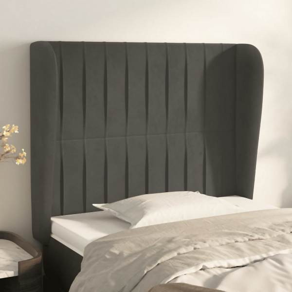 vidaXL Kopfteil mit Ohren Dunkelgrau 103x23x118/128 cm Samt, 3118237