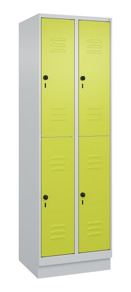 C+P Doppelstöckiger Spind Classic PLUS, Sockel, 2 Abteile, 1950x600x500mm, 7035/0024, 080320-20 S10010