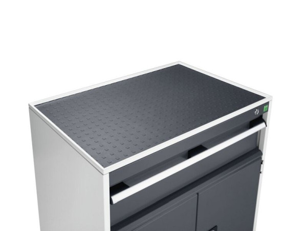 bott cubio Schrankauflage mit Abrollrand ESD und Kunststoffbelag, BxTxH: 525x525x15mm, RAL 7035 ESD, Lichtgrau ESD, 42102032.20M