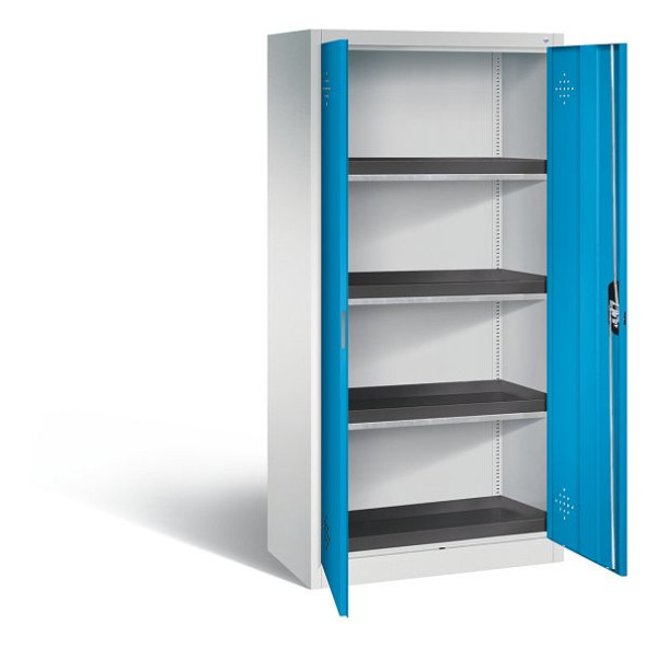 C+P Umweltschrank Acurado, H1950xB930xT500mm, Farbe: Lichtgrau / Lichtblau, Muldengriff, 8921-316 S10137