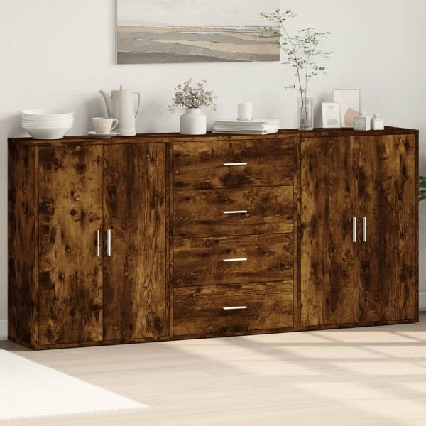 vidaXL Sideboards 3 Stück Räuchereiche 60x31x84 cm Holzwerkstoff, 3276578