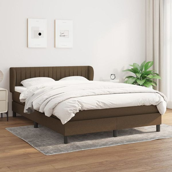 vidaXL Boxspringbett mit Matratze Dunkelbraun 140x200 cm Stoff, 3126408