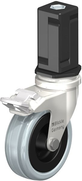 Blickle LRXA-VPA 75G-FI-EXV05 Edelstahl-Apparate-Lenkrolle mit Expander & Feststeller, Vollgummi, Grau, 856433