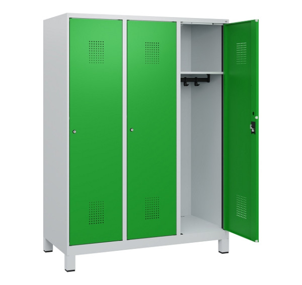 C+P Spind Evolo PLUS, Füße, 3 Abteile, 1630x1200x500mm, 7035/6037, Zylinderschloss, 0490105-32 S10038