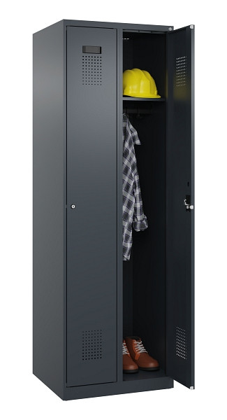 C+P Spind Evolo PLUS, 2 Abteile, 1850x600x500mm, 7016/7016, Verschluss Zylinderschloss, Ablageböden 2, 049000-20 S10043