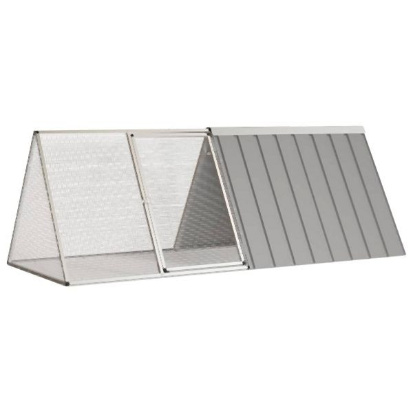 vidaXL Kaninchenkäfig Grau 201,5x80,5x71 cm Verzinkter Stahl, 171538