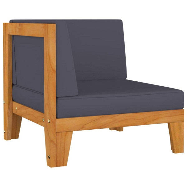 vidaXL Modular-Ecksofa mit Dunkelgrauen Kissen Akazie Massivholz, 312149