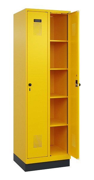 C+P Wäsche-Spind Evolo PLUS, mit Sockel, 2 Abteile, 1950x600x500mm, 1023/1023, Verschluss Drehriegel, Ablageböden 8, 049020-20B S10022