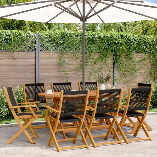 vidaXL Gartenstühle 8 Stück Klappbar Schwarz Massivholz Akazie, 3214567