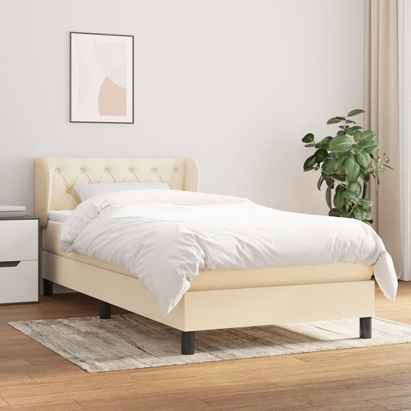 vidaXL Boxspringbett mit Matratze Creme 80x200 cm Stoff, 3126442