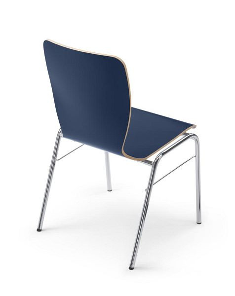 Deskin Stapel-/Schalenstuhl JARA mit Reihenverbinder, 4-Fuß Gestell verchromt, Formschale, blau, 352506