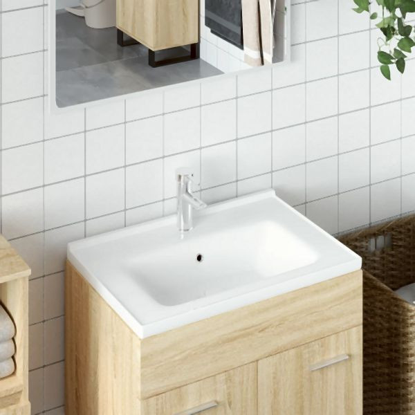 vidaXL Waschbecken Weiß 61x48x19,5 cm Rechteckig Keramik, 153709
