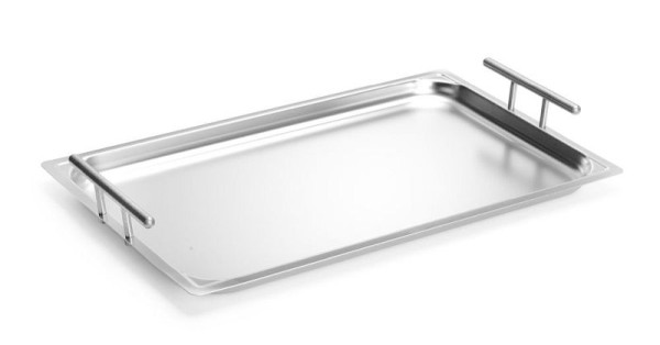 Hendi Gastronorm Tablett Edelstahl, 1/1 stapelbahr mit Griffen, 809181