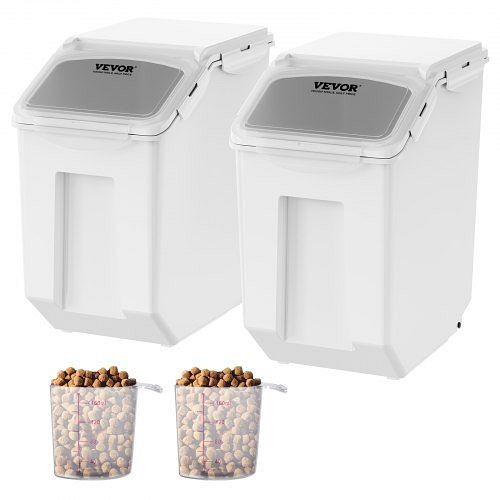 VEVOR Mottensichere Vorratsdosen Aufbewahrungsbox Küche 15 L x 2, Sichtbar PP mit Deckel und Rollen, Luftdichter Behälter für Reis, ZMXMX215L2CHMATLFV0