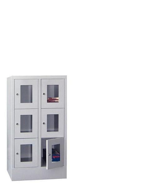 Pavoy Schließfachschrank mit Sockel 1187/500/600, 2b x 3h, Zylinderschloss, Abteilbreite 300, Sichtfenster, 61213-233-091-905735
