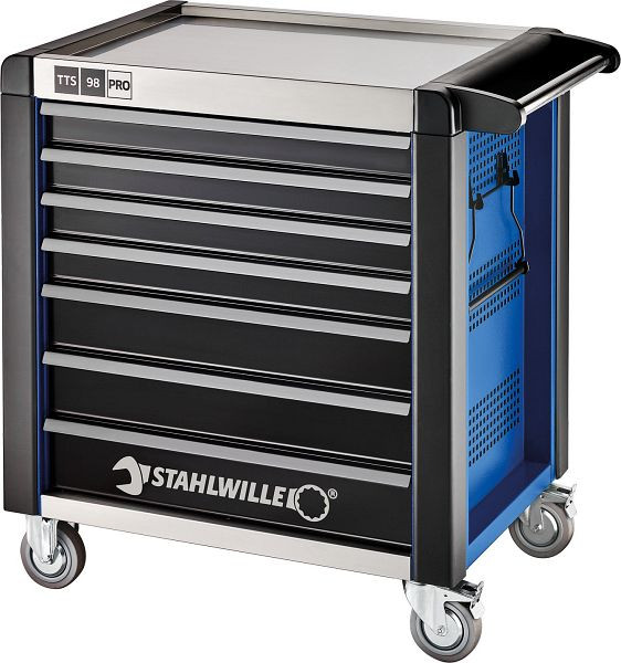 STAHLWILLE Werkstattwagen 98/7 PRO 7 Schub, Länge 651 x 1001 x 1020 mm blau, RAL 2703035; schwarz RAL 9005, 81200170