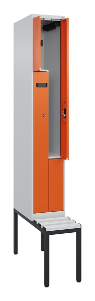 C+P Z-Spind Evolo PLUS, Bank, 2 Fächer, 2120x300x815mm, 7035/2004, Zylinderschloss, Sitzfläche Kunststoff, Sitzbank, 0490537-102 S10078