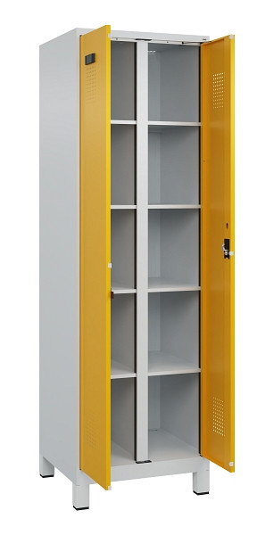 C+P Wäsche-Spind Evolo PLUS, mit Füßen, 2 Abteile, 1950x600x500mm, 7035/1004, Verschluss Zylinderschloss, 049012-20B S10027