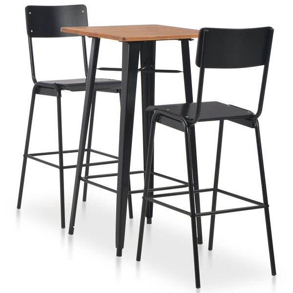 vidaXL 3-teiliges Bar-Set Stahl Schwarz, 276849, 8719883666952
