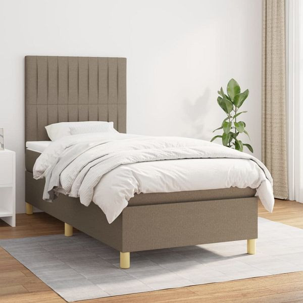 vidaXL Boxspringbett mit Matratze Taupe 80x200 cm Stoff, 3142453
